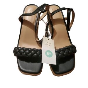 A New Day Black Braided Strap Sandals
